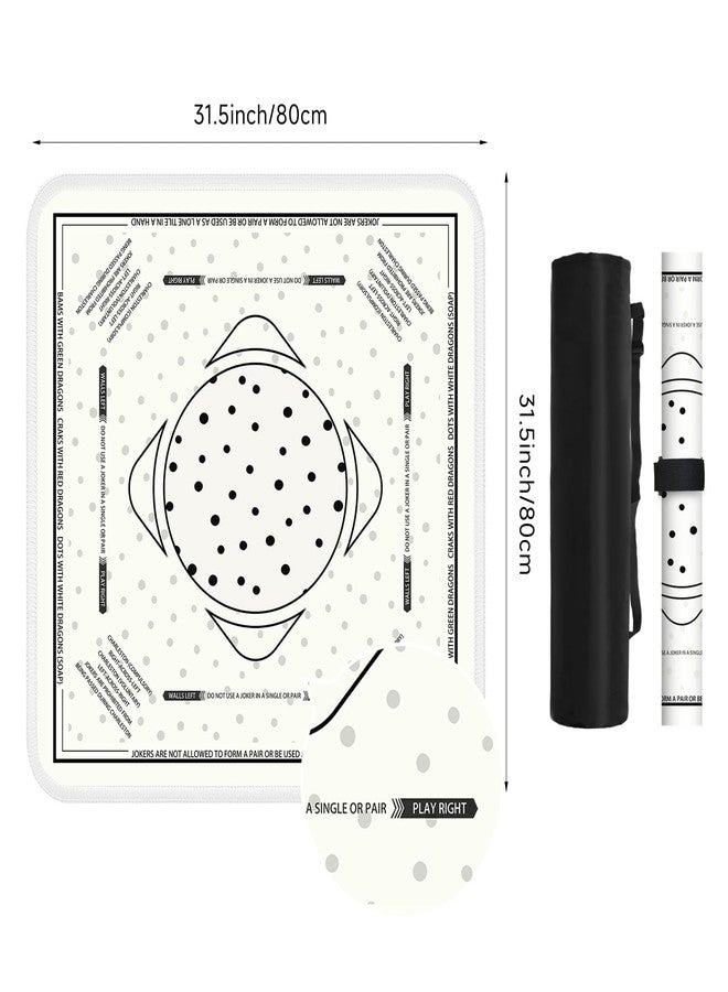 Deyimmei Neoprene Mahjong Mat for Table 31.5"x31.5" - Non-Slip, Noise Reduction Cover with Storage Pockets, American Rules & Crease-Free Rolled Shipping (Polka Dot Play) - Image 2